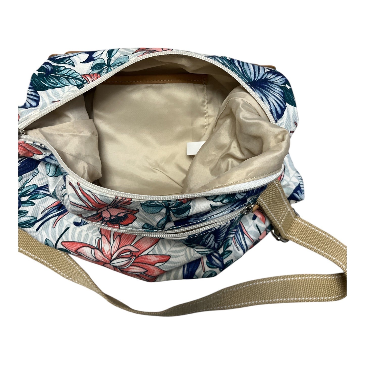 Kim Rogers Floral Crossbody Shoulder Bag Tan Strap