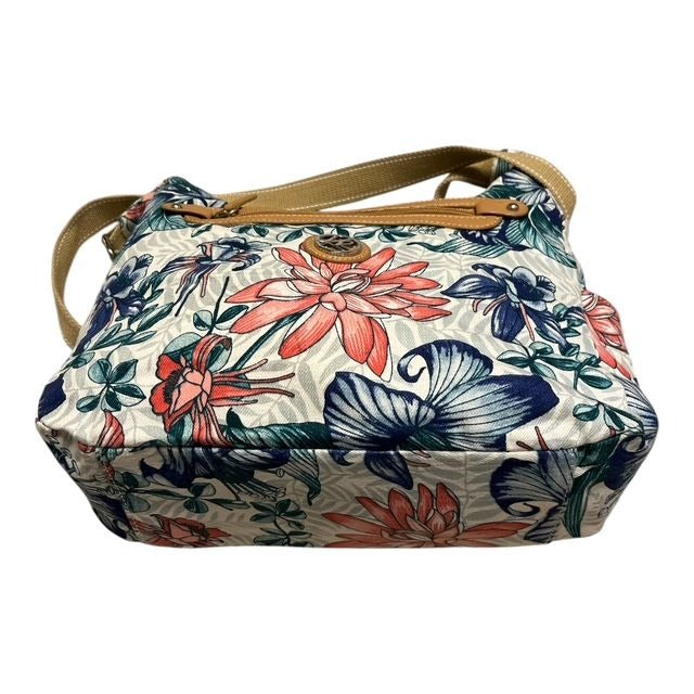 Kim Rogers Floral Crossbody Shoulder Bag Tan Strap