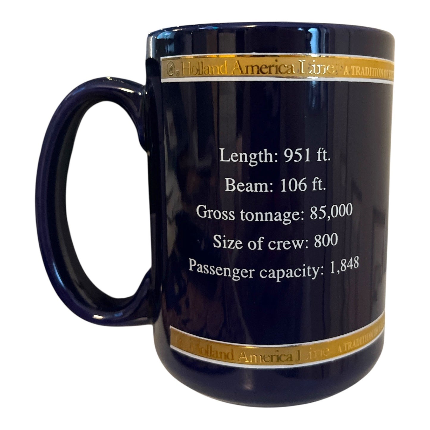 VTG Holland America Line ms Westerdam Cruise Ship Mug – Navy with Gold Trim – 4.5"