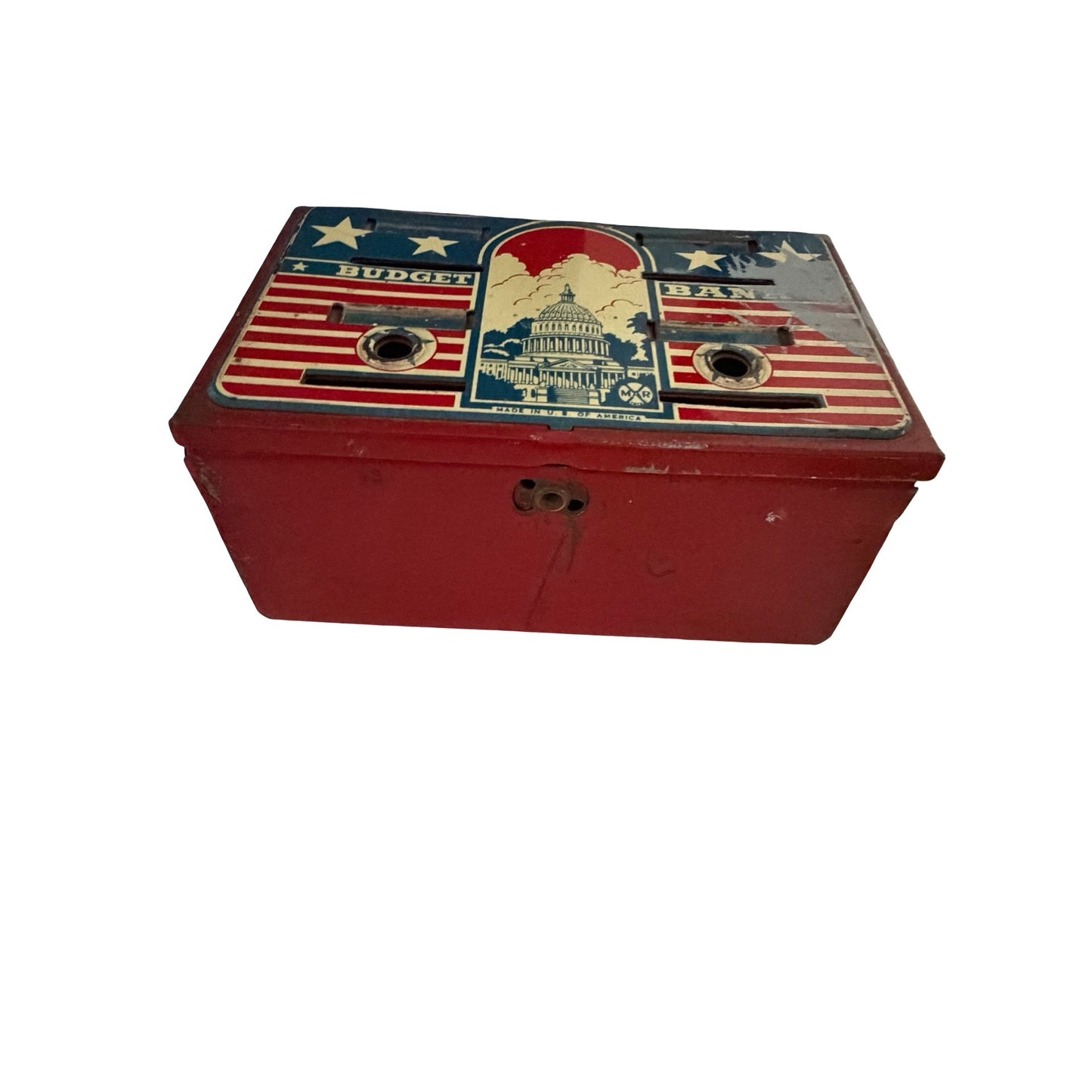 Vintage Marx MAR Tin Budget Bank Patriotic Capitol Coin Bank 1940s