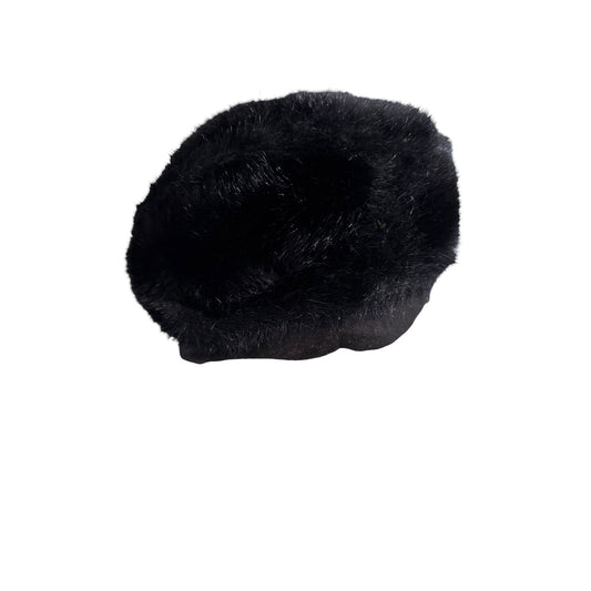 Vintage 1950s 1960s Black Faux Fur Toque Cossack Pillbox Hat 22 Inch