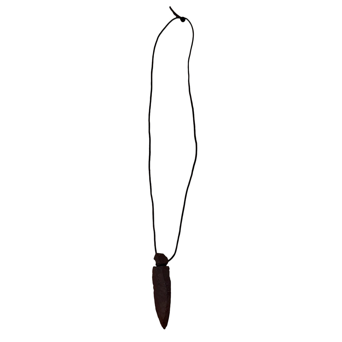 Brown Stone Arrowhead Style Pendant Necklace 15 Inch Rustic Primitive