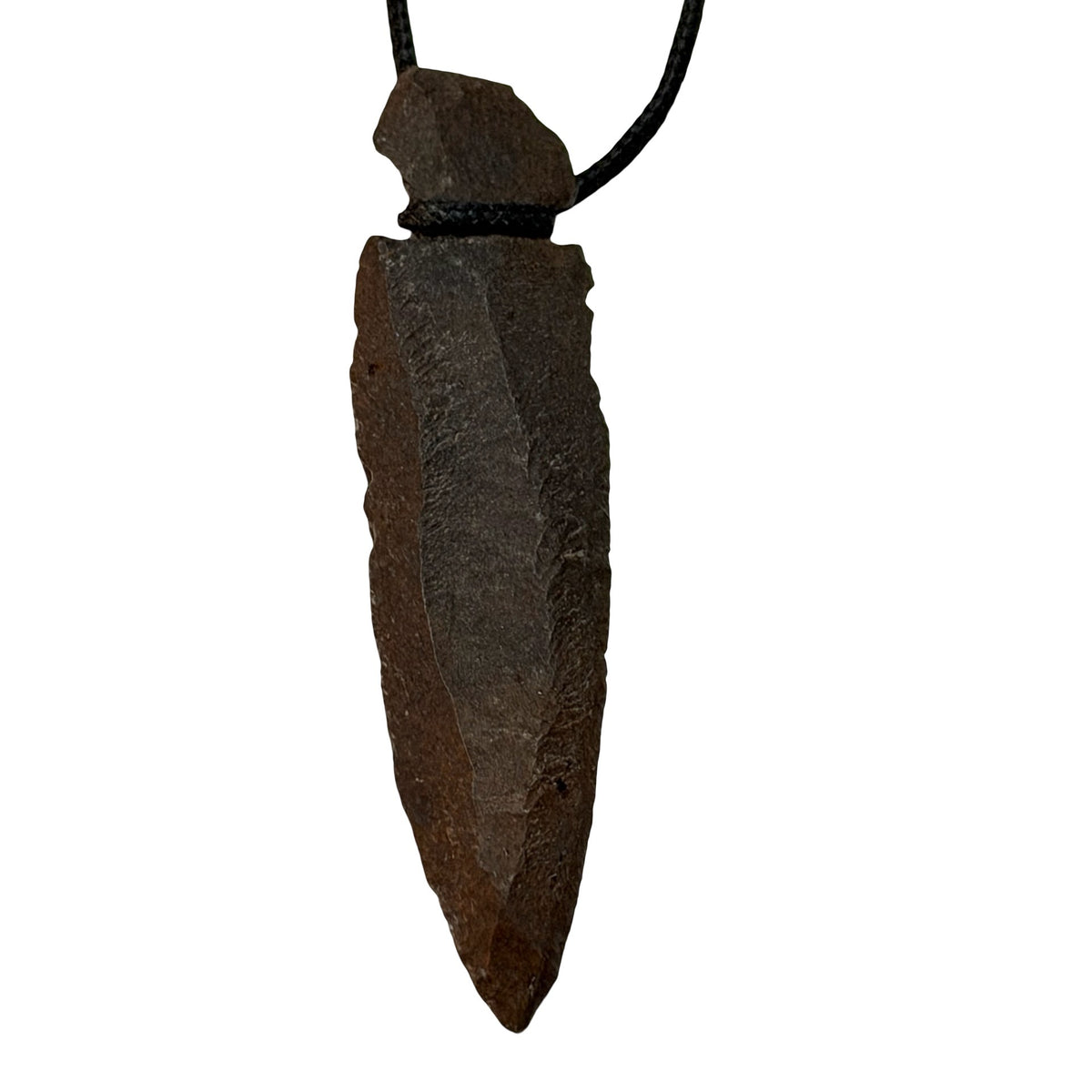 Brown Stone Arrowhead Style Pendant Necklace 15 Inch Rustic Primitive