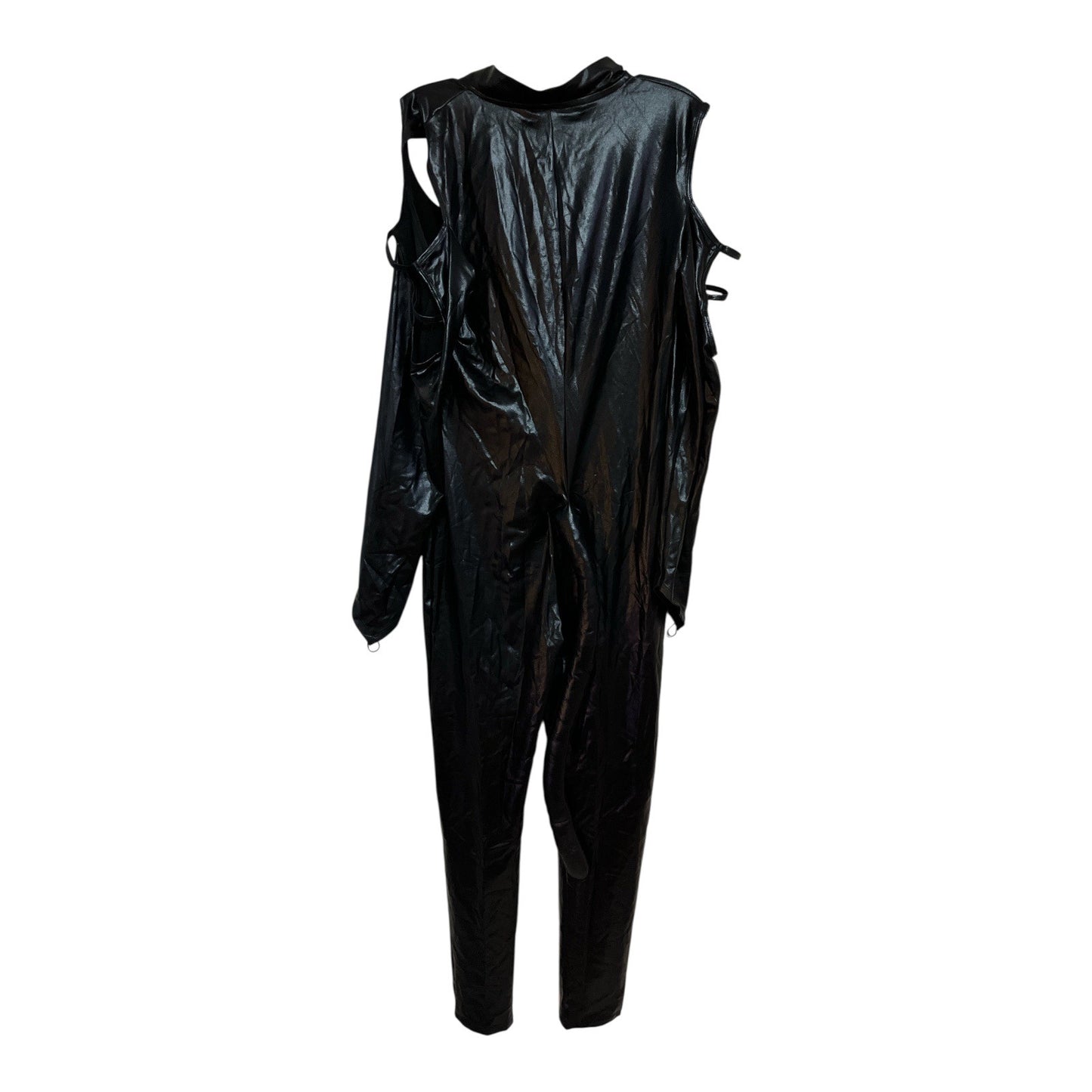 Dreamgirl “Cat Fight” Costume – Size XL – Black Metallic Jumpsuit with Tail – Whip & Bonus Mask – 2000s