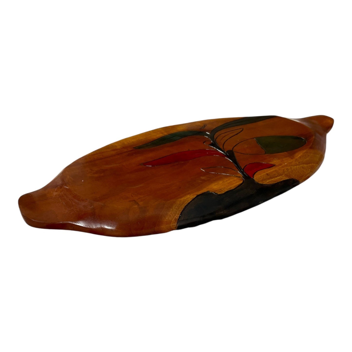 Vintage Hand-Carved & Painted Wooden Serving Tray – African Folk Art