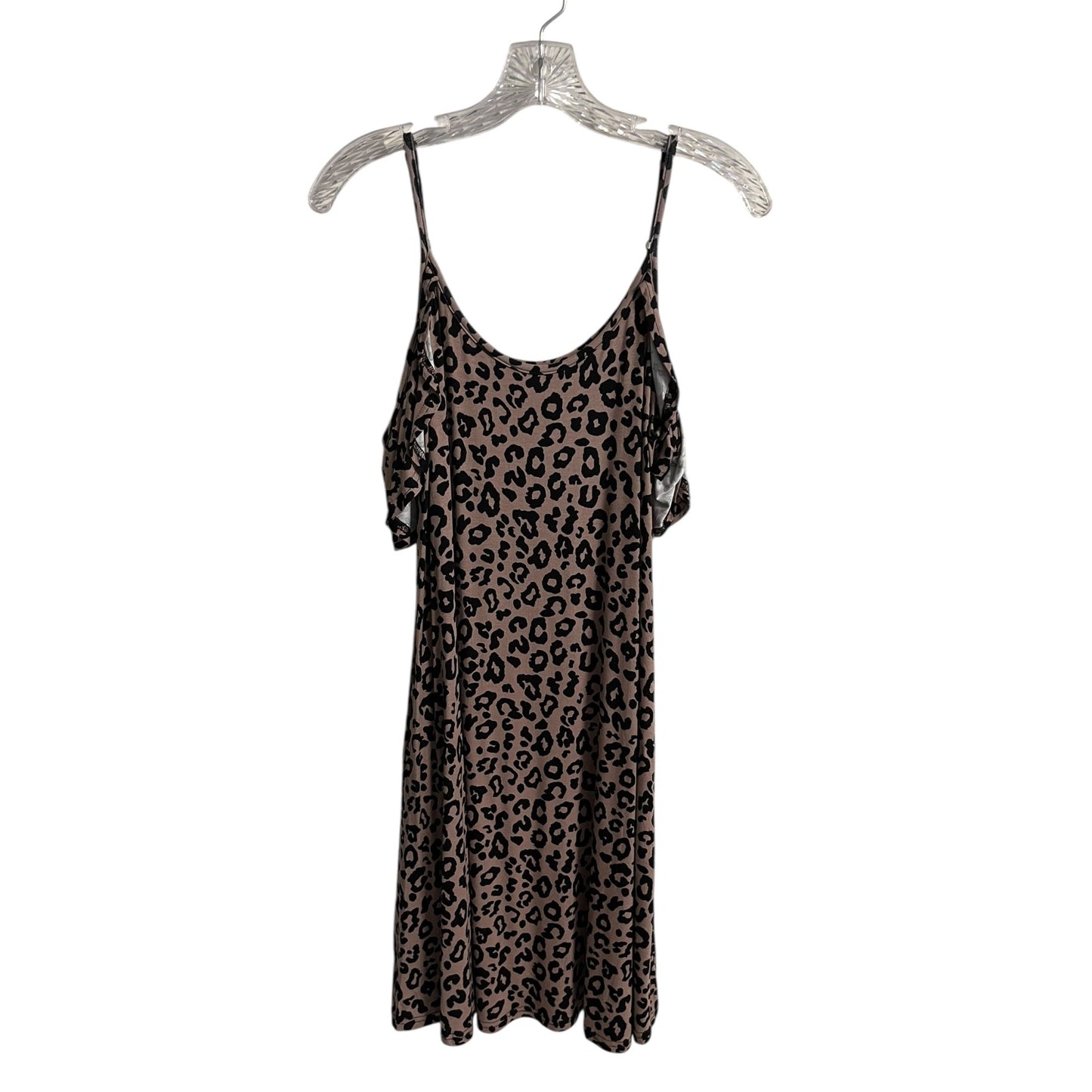 Jouica Leopard Print Cold Shoulder Dress Medium Brown Black Animal Print Mini