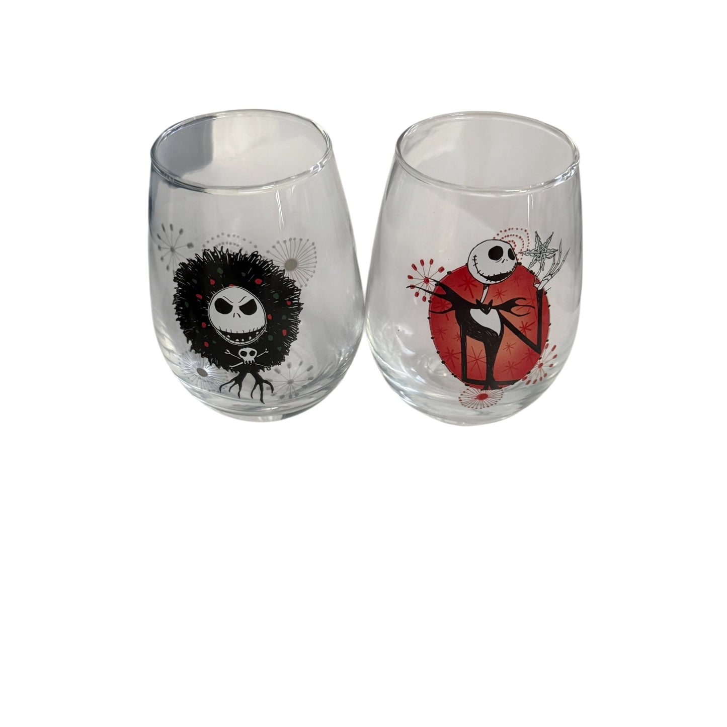 Disney The Nightmare Before Christmas Jack Skellington Stemless Wine Glasses Set of 2