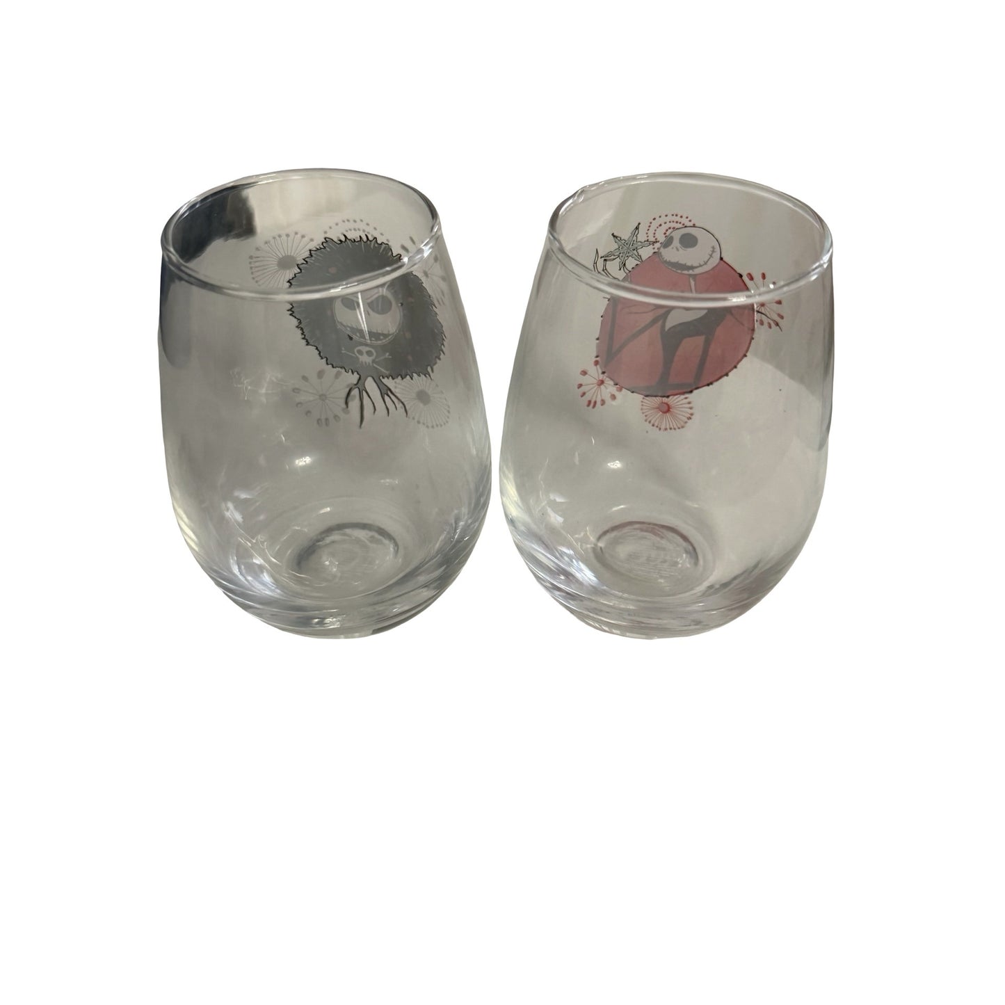 Disney The Nightmare Before Christmas Jack Skellington Stemless Wine Glasses Set of 2