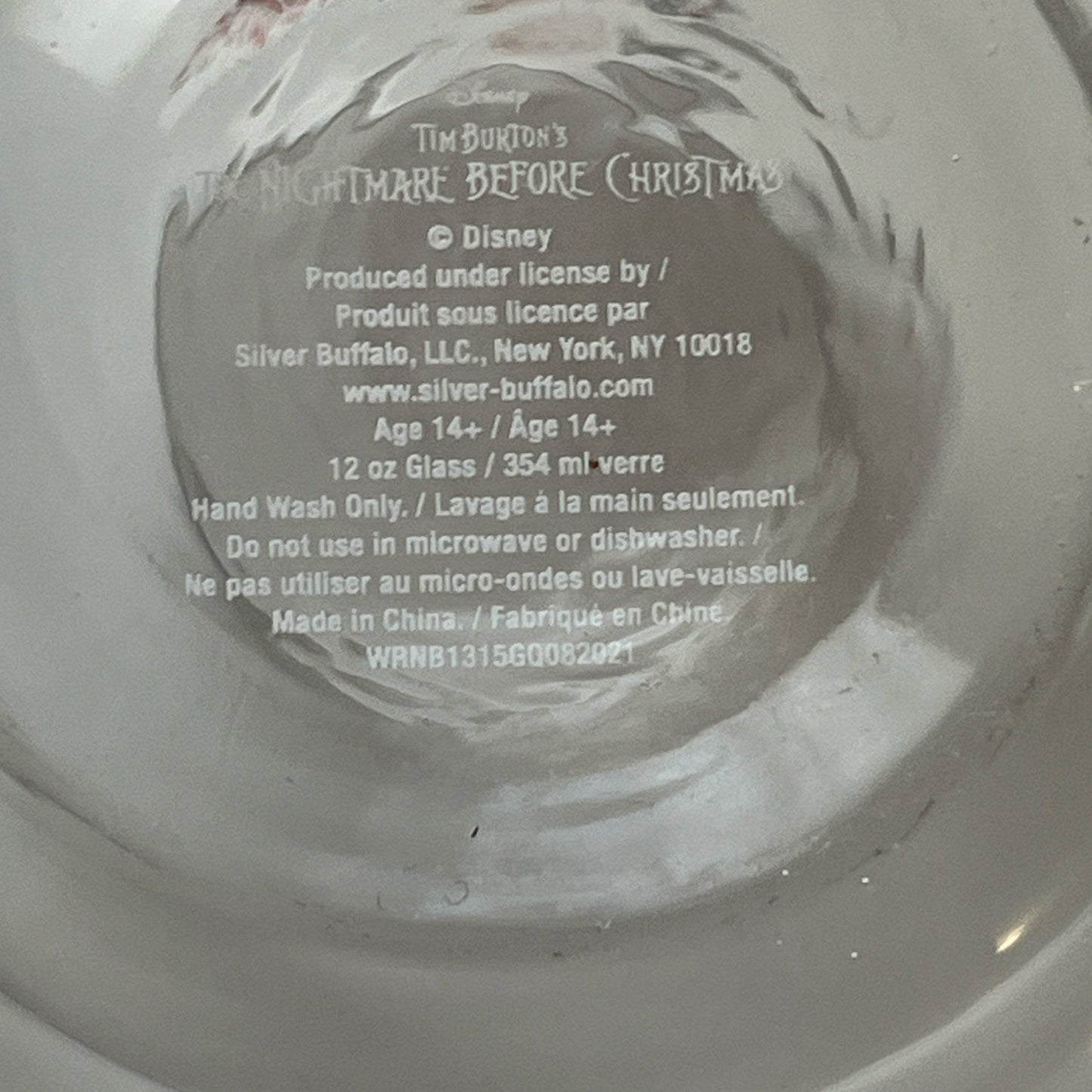 Disney The Nightmare Before Christmas Jack Skellington Stemless Wine Glasses Set of 2