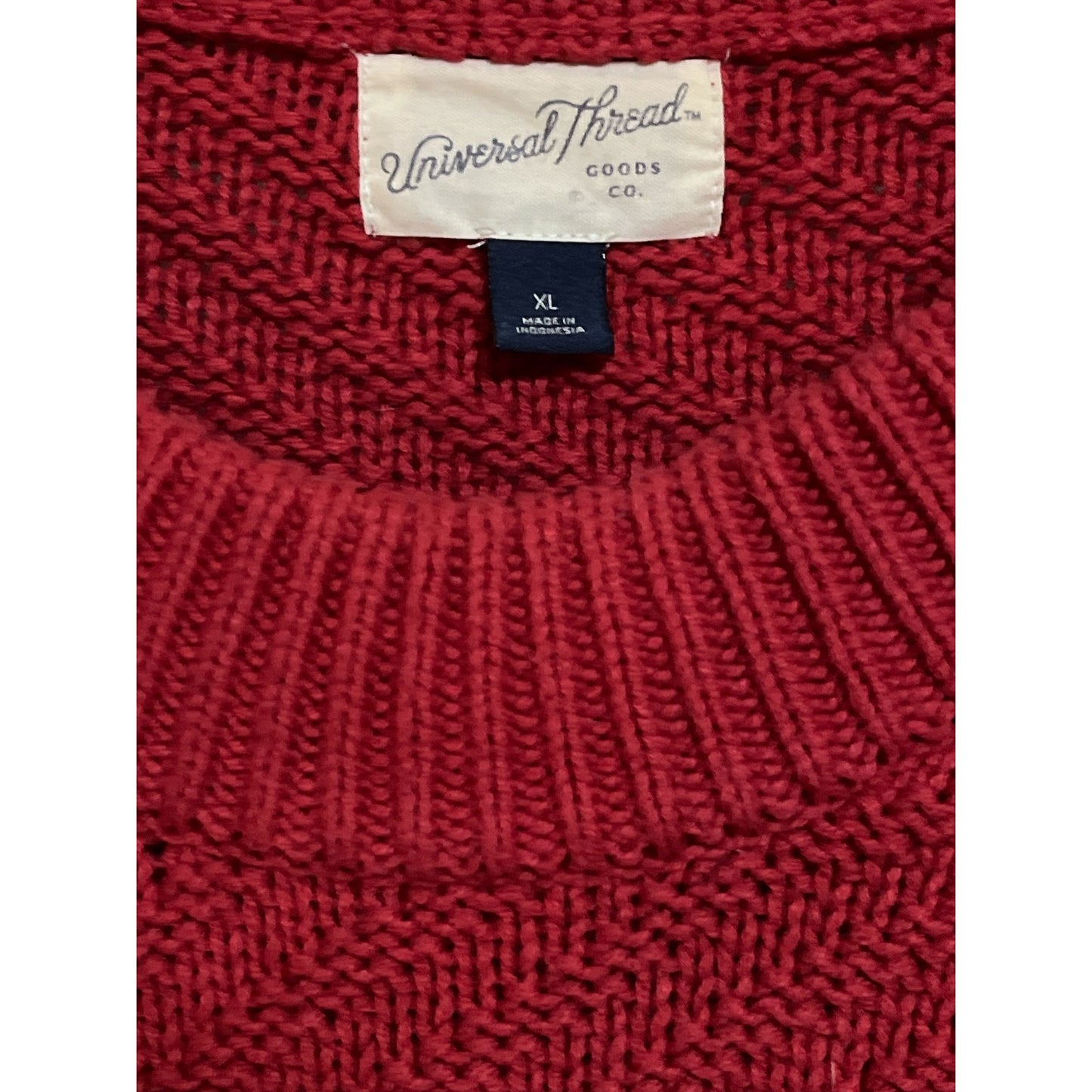 Universal Thread Red Textured Knit Sweater Women’s XL Crewneck Long Sleeve