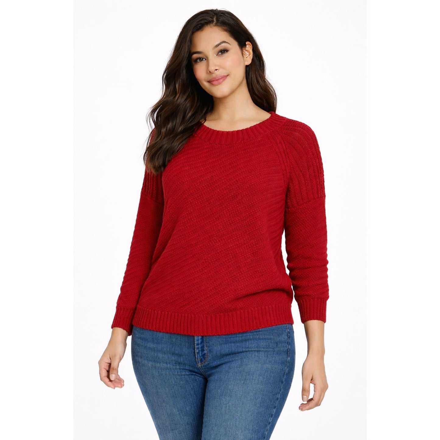 Universal Thread Red Textured Knit Sweater Women’s XL Crewneck Long Sleeve