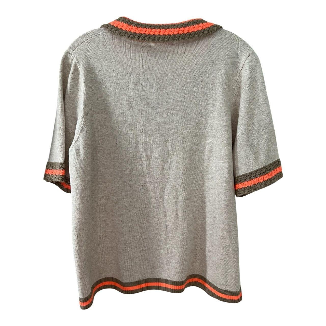 Lisa Todd Knit Polo Top – Beige with Orange Trim – Women’s Size L