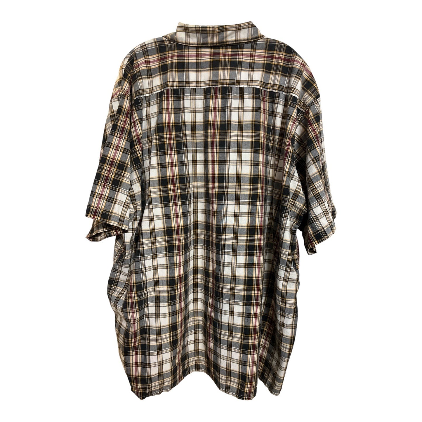 Dickies Men's Plaid Short Sleeve Button Front Shirt 2XL Gray Burgundy Work Casual