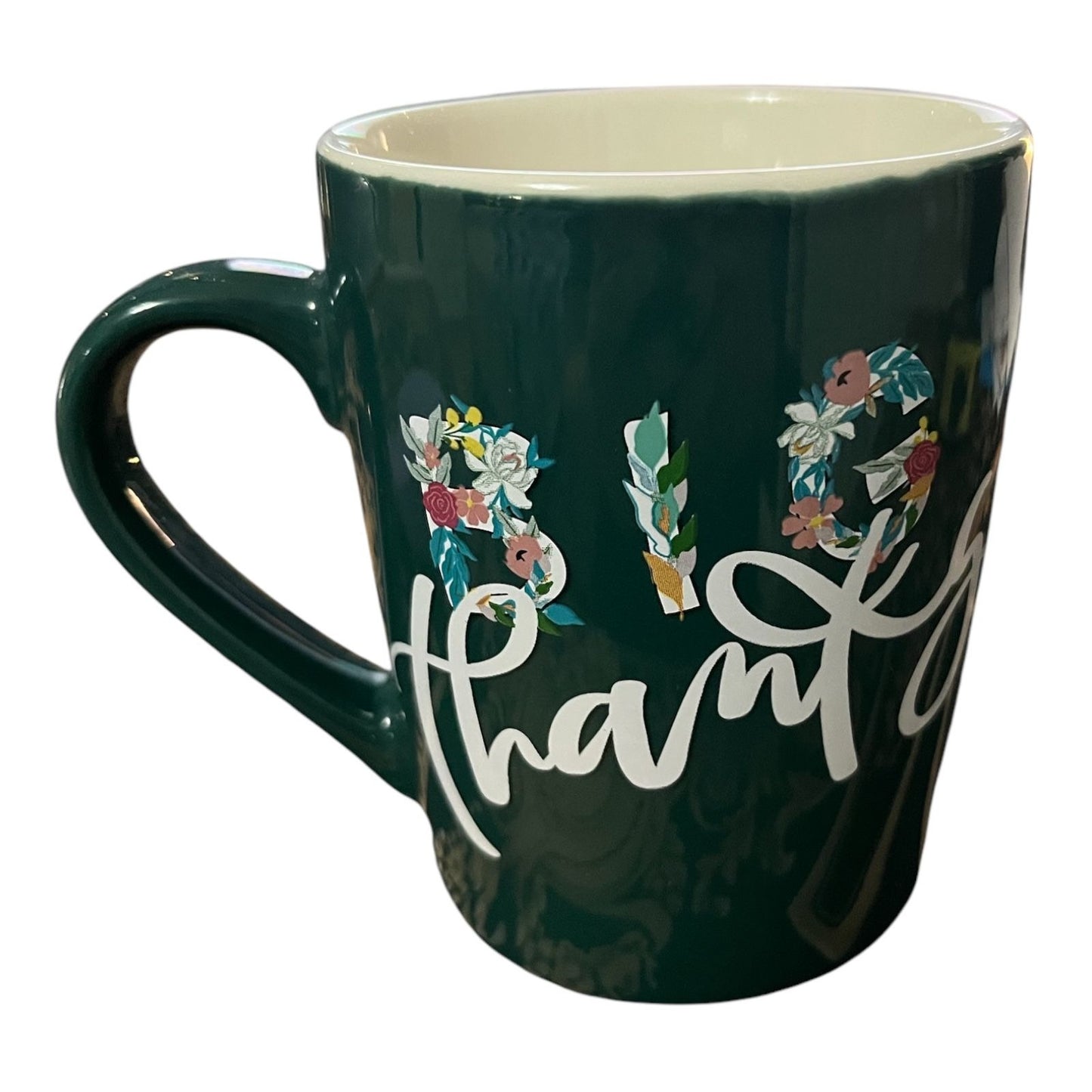 Starbucks 2020 Limited Edition “Thanks” Floral Green Ceramic Coffee Mug by Nestlé – 10 oz (LE)