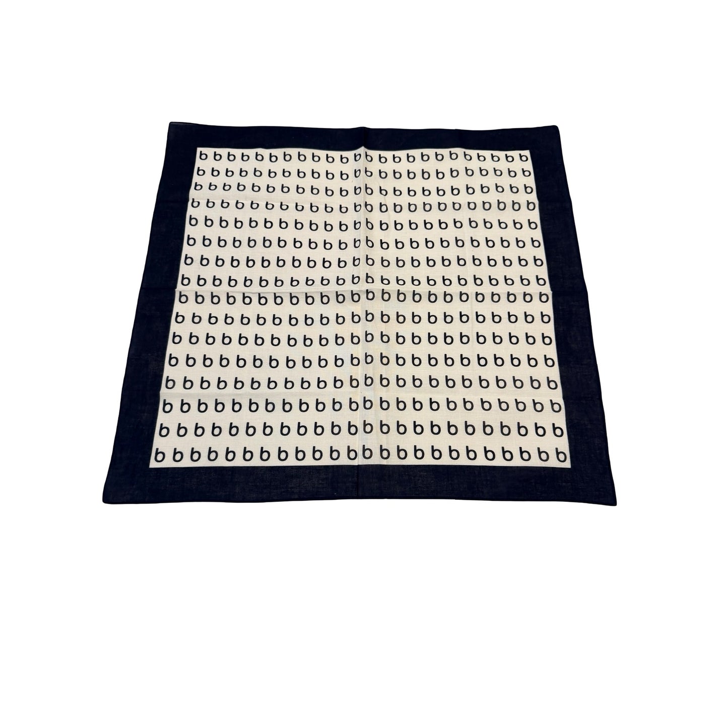Vintage Bebe Logo Print Square Scarf Navy Blue Cream Monogram Y2K 19 Inch
