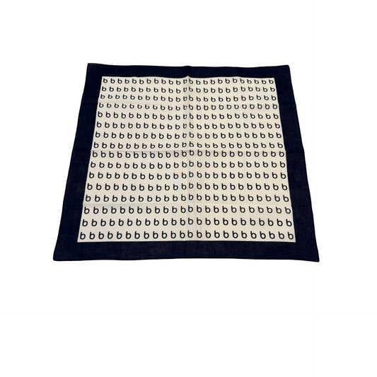 Vintage Bebe Logo Print Square Scarf Navy Blue Cream Monogram Y2K 19 Inch