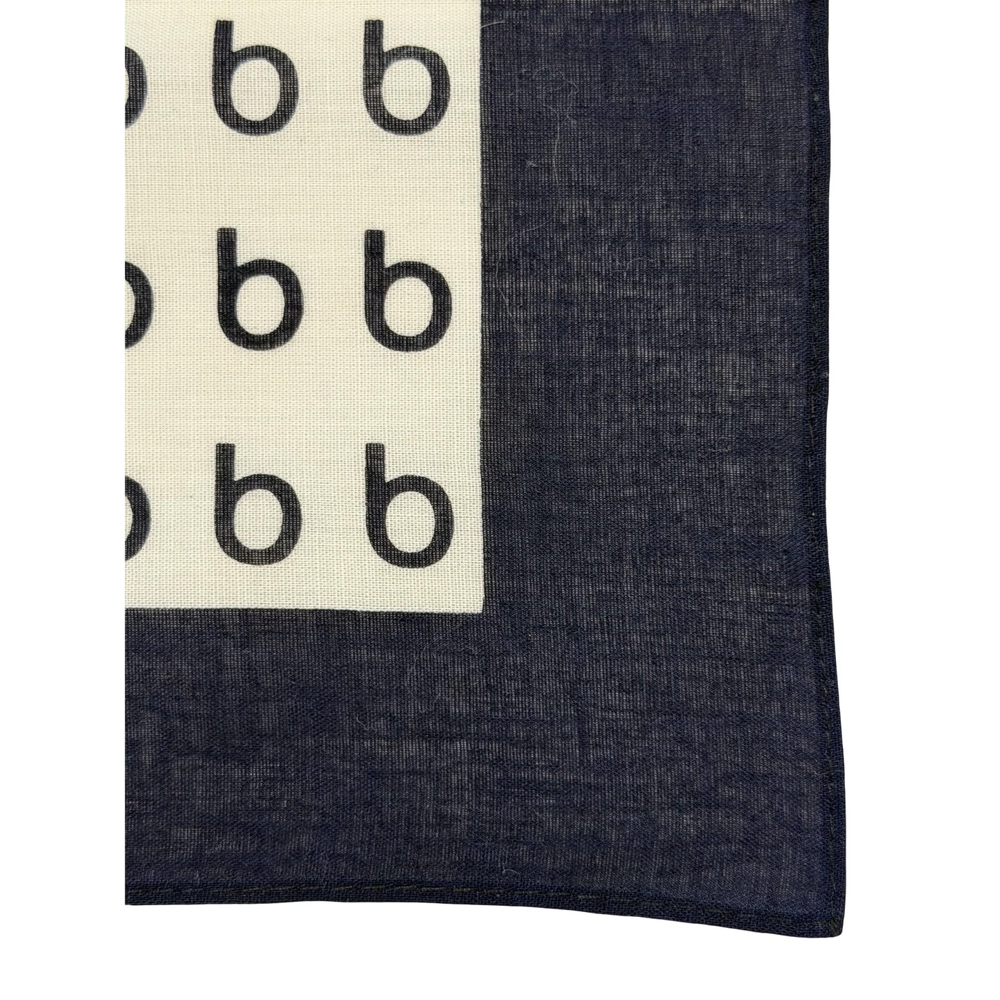 Vintage Bebe Logo Print Square Scarf Navy Blue Cream Monogram Y2K 19 Inch