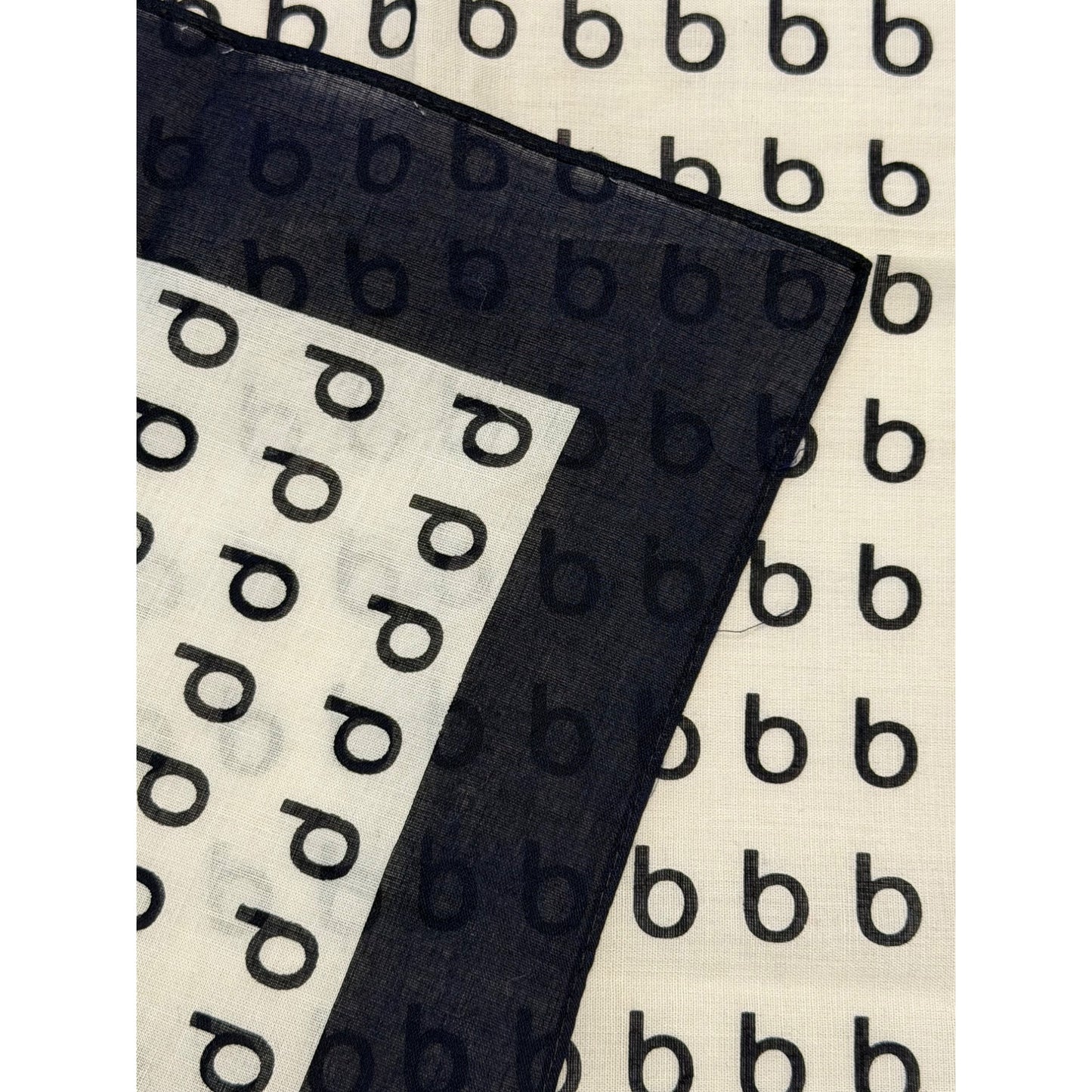 Vintage Bebe Logo Print Square Scarf Navy Blue Cream Monogram Y2K 19 Inch