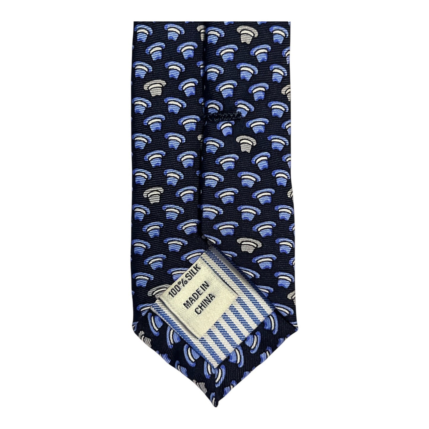 JOS. A. Bank 1905 Silk Tie – Navy Blue Fedora Hat Pattern – Classic Men's Necktie – 100% Silk – Vintage Style Office Wear – 57"
