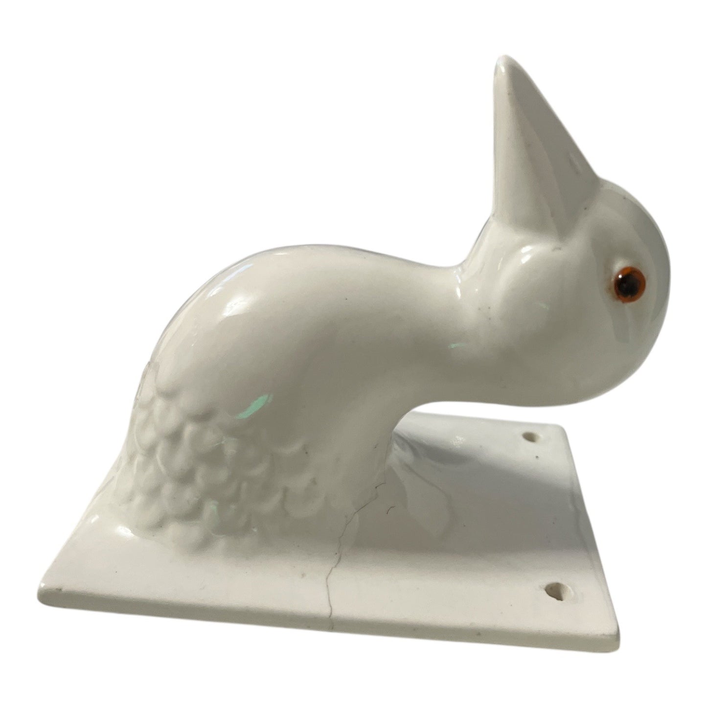 Vintage Japan Ceramic Bird Wall Hook – White Gloss – 4x3x4