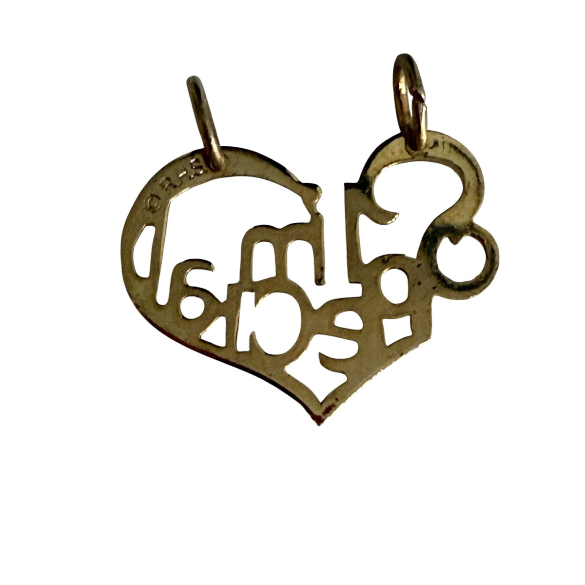 Vintage I'm Special Openwork Heart Pendant Charm Signed RHS Gold Tone