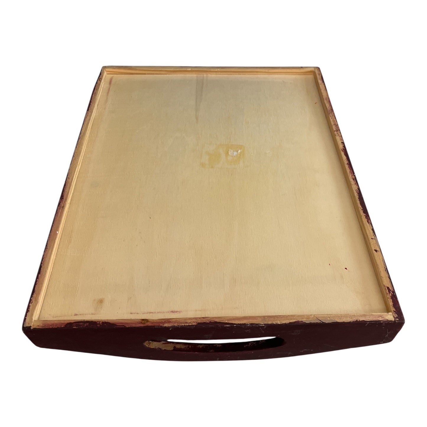 Vintage Hand-Painted Wooden Serving Tray – Wine Bottle & Glass Still Life – Signed Irene – 1980s/1990s