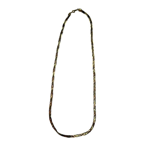 Vintage Multicolor Braided Chain Necklace Mixed Metal Gold Silver Copper 28 Inch