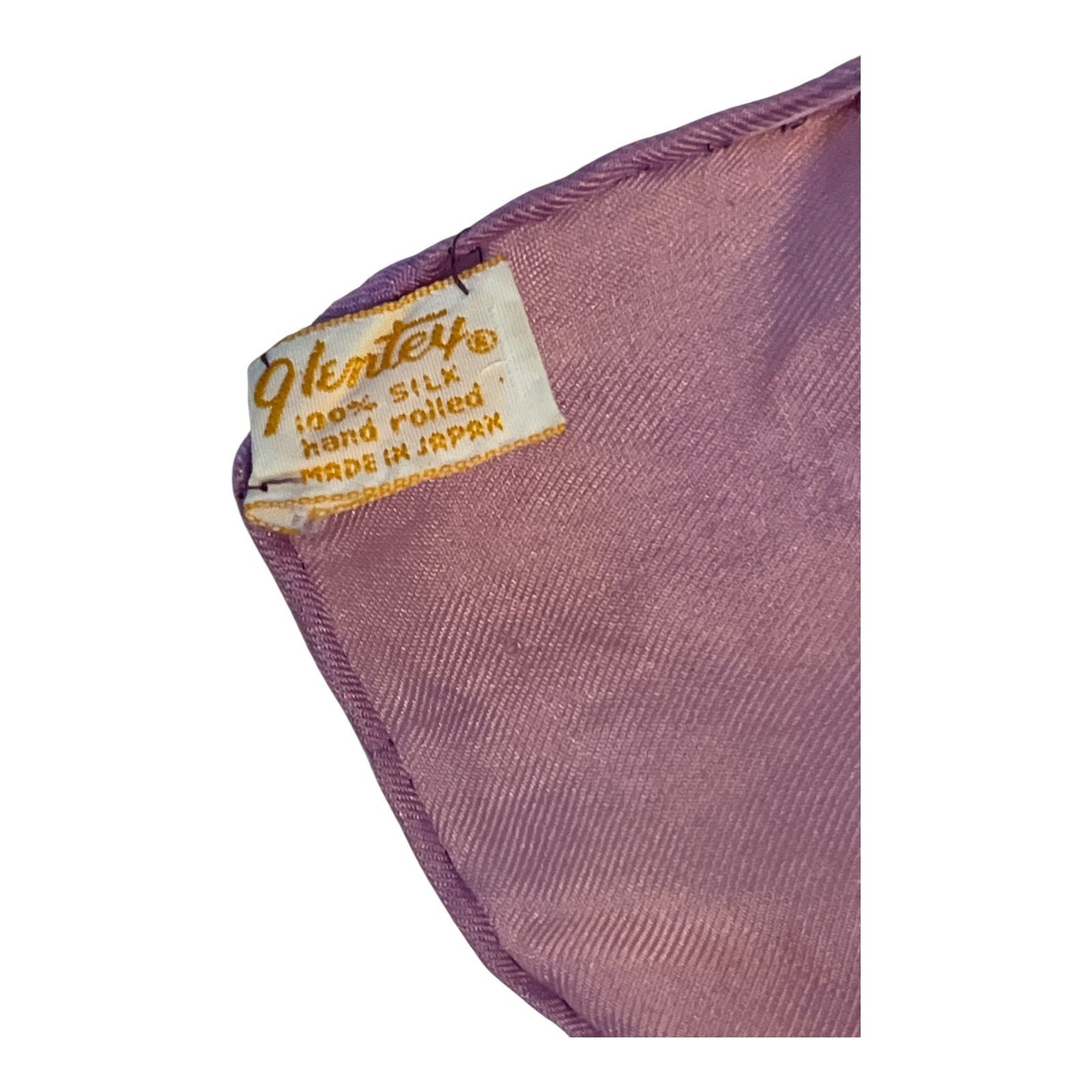 Vintage Glentex 100% Silk Scarf – Purple & Pink Geometric Print – Hand Rolled Hem – Made in Japan – 42 x 15