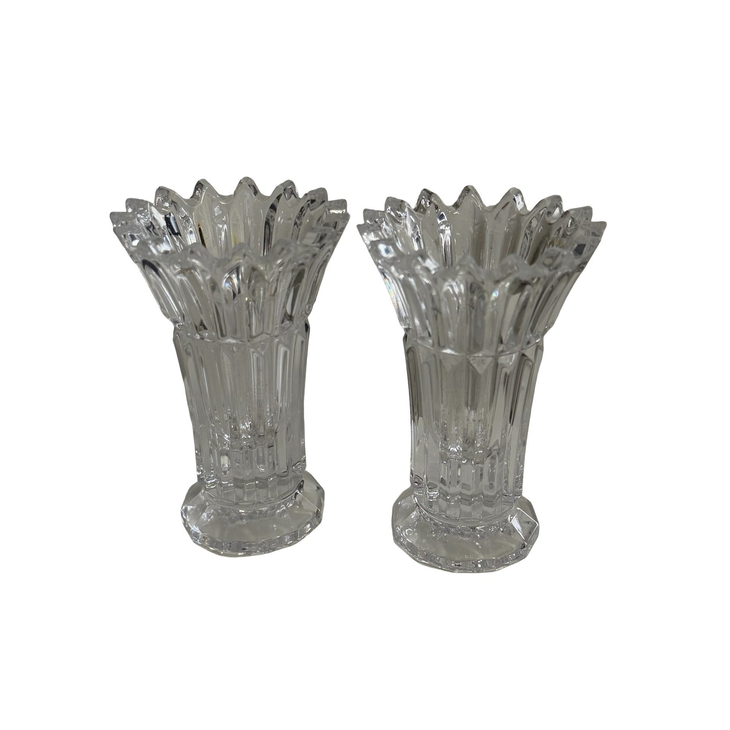 Vintage 24% Lead Crystal Candle Holders Set of 2 Made in Slovenia 4.5" Clear