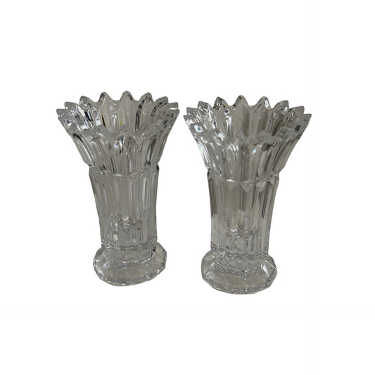Vintage 24% Lead Crystal Candle Holders Set of 2 Made in Slovenia 4.5" Clear