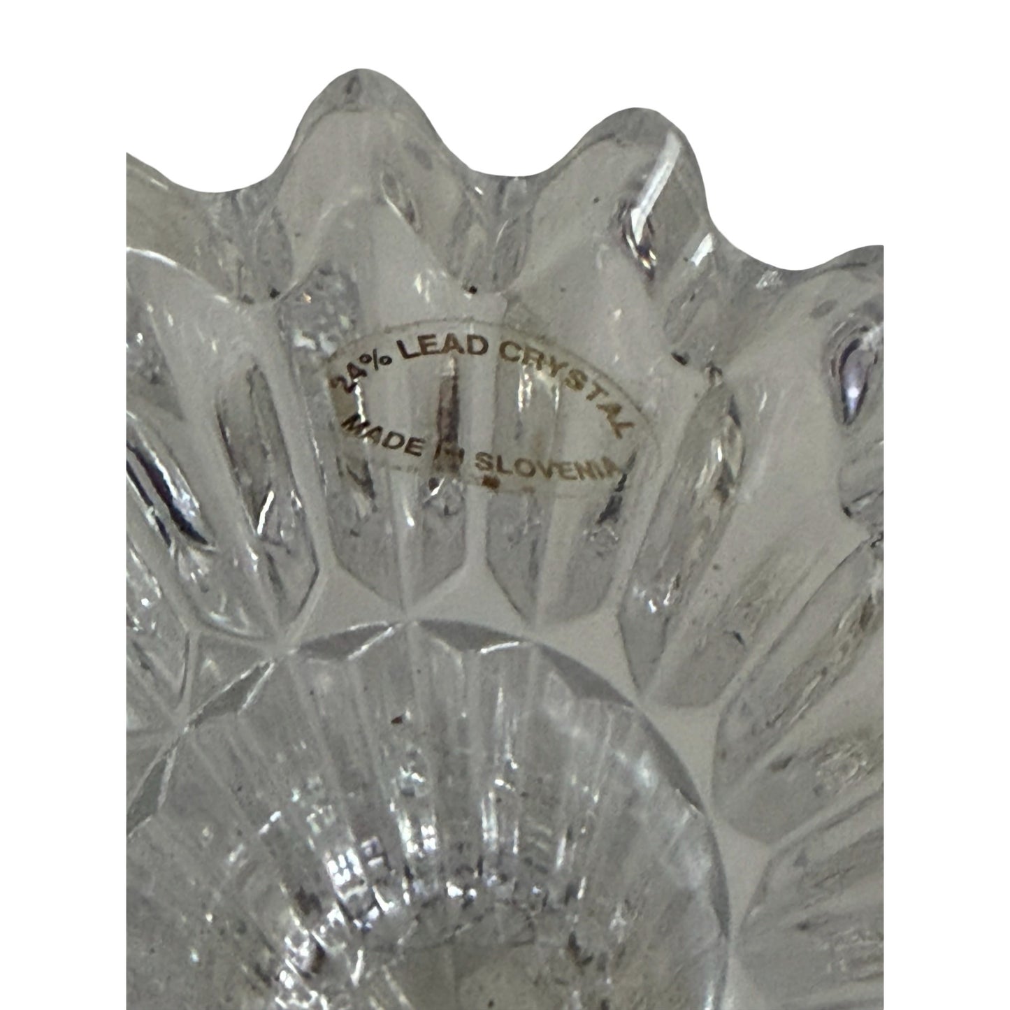 Vintage 24% Lead Crystal Candle Holders Set of 2 Made in Slovenia 4.5" Clear