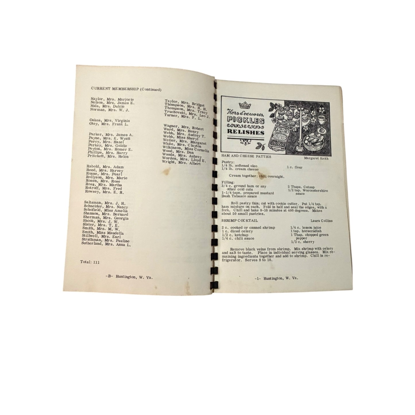 Vintage Cooking Favorites of Huntington Cookbook American Legion Auxiliary Unit 16 West Virginia Spiral Bound