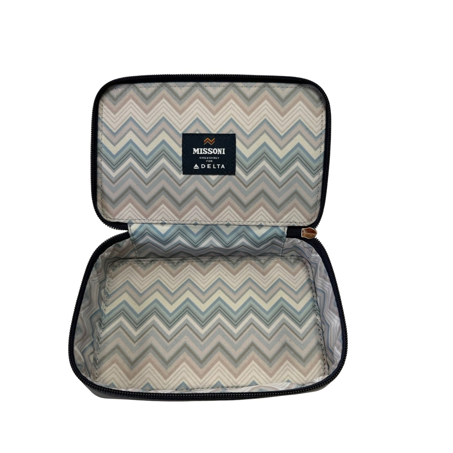 Missoni for Delta Airlines Amenity Travel Cases Set of 2 Navy Cream Chevron