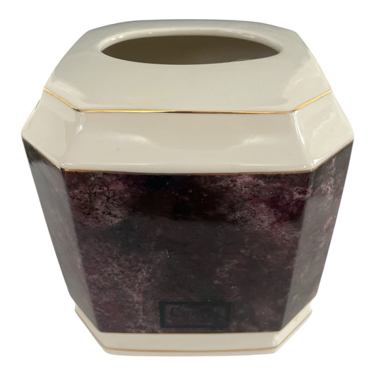 Croscill Carrara Porcelain Tissue Box Cover – Wine Marble & Gold Trim