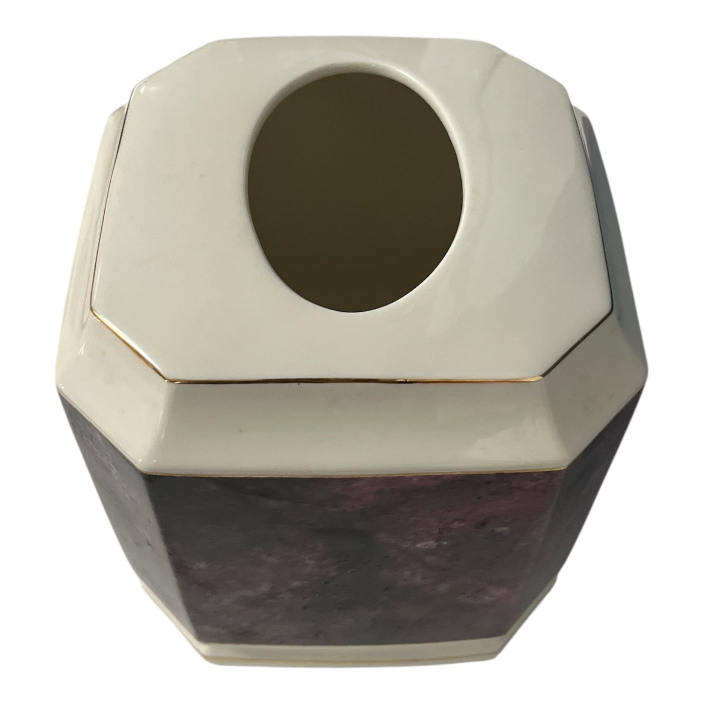 Croscill Carrara Porcelain Tissue Box Cover – Wine Marble & Gold Trim