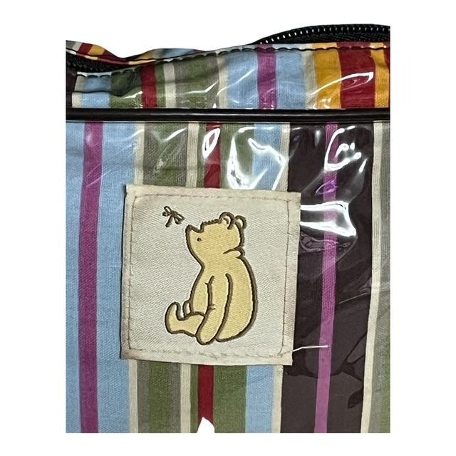 Disney Winnie the Pooh Striped Organizer Bag – PVC Coated Travel or Diaper Bag Accessory