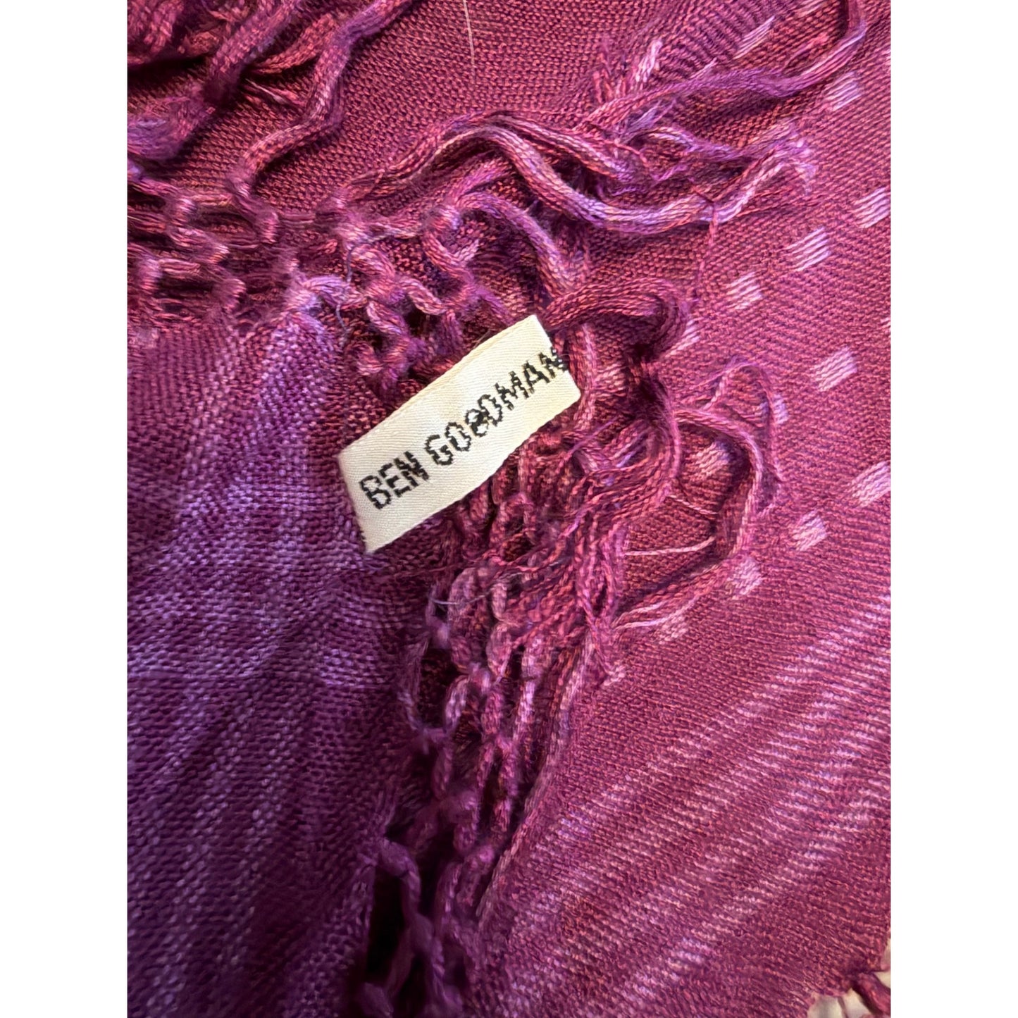 Ben Goodman Vintage Purple Rayon Fringe Shawl Scarf Wrap 32x31 Made in India