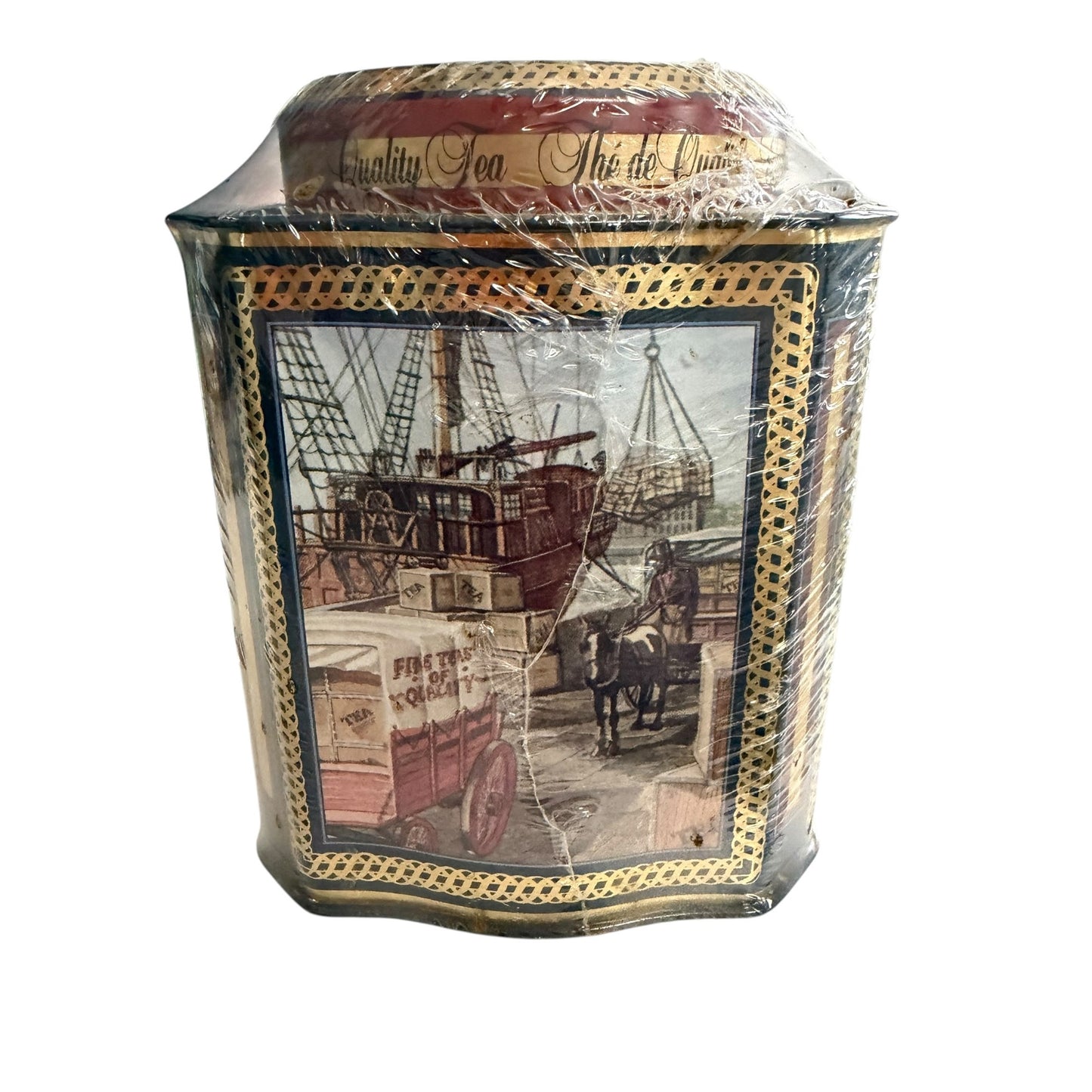 Vintage Charles Dickens London Quality Tea Tin Octagon Canister Miss Havisham England