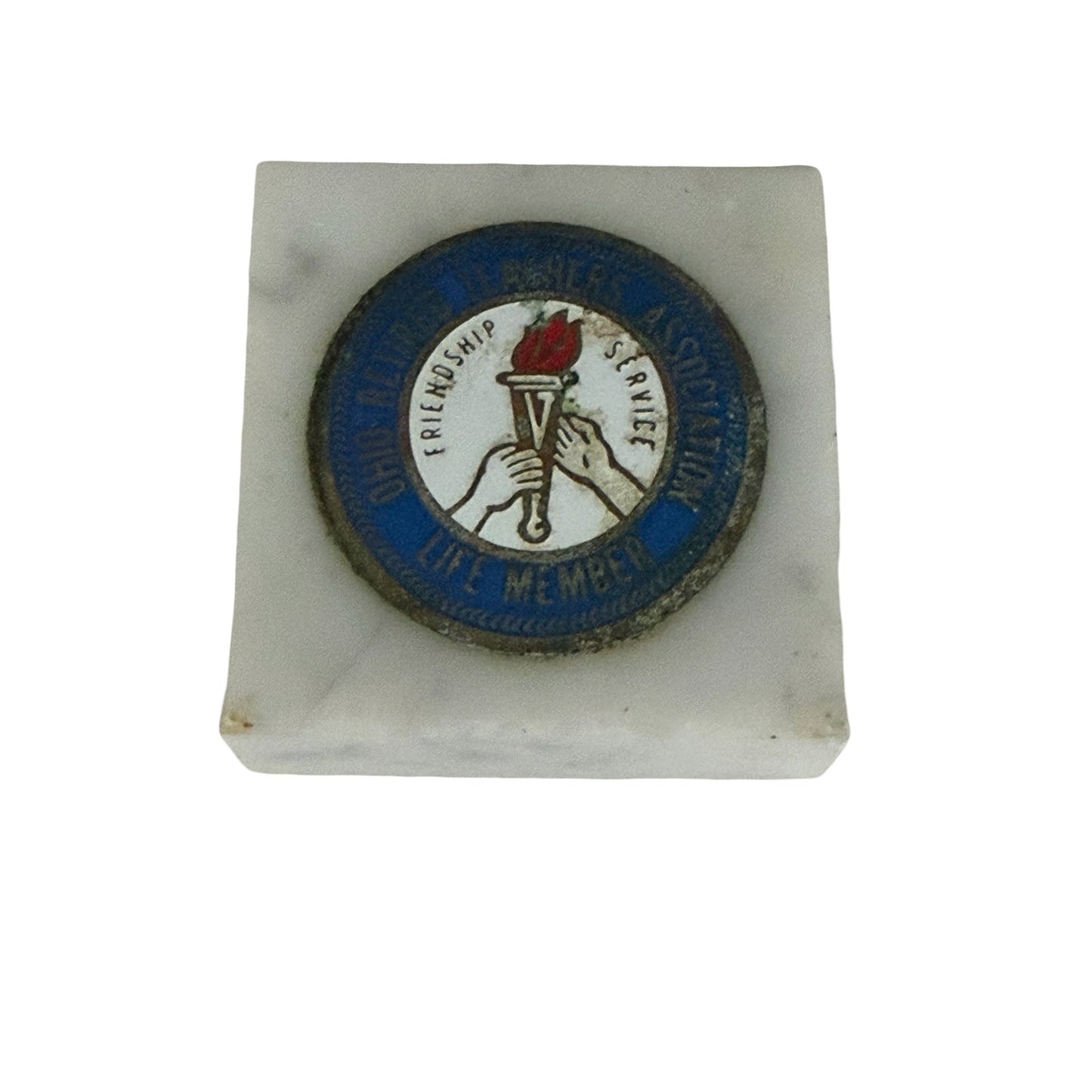 Vintage Ohio Retired Teachers Association Life Member Marble Paperweight ORTA Made in Italy 2"