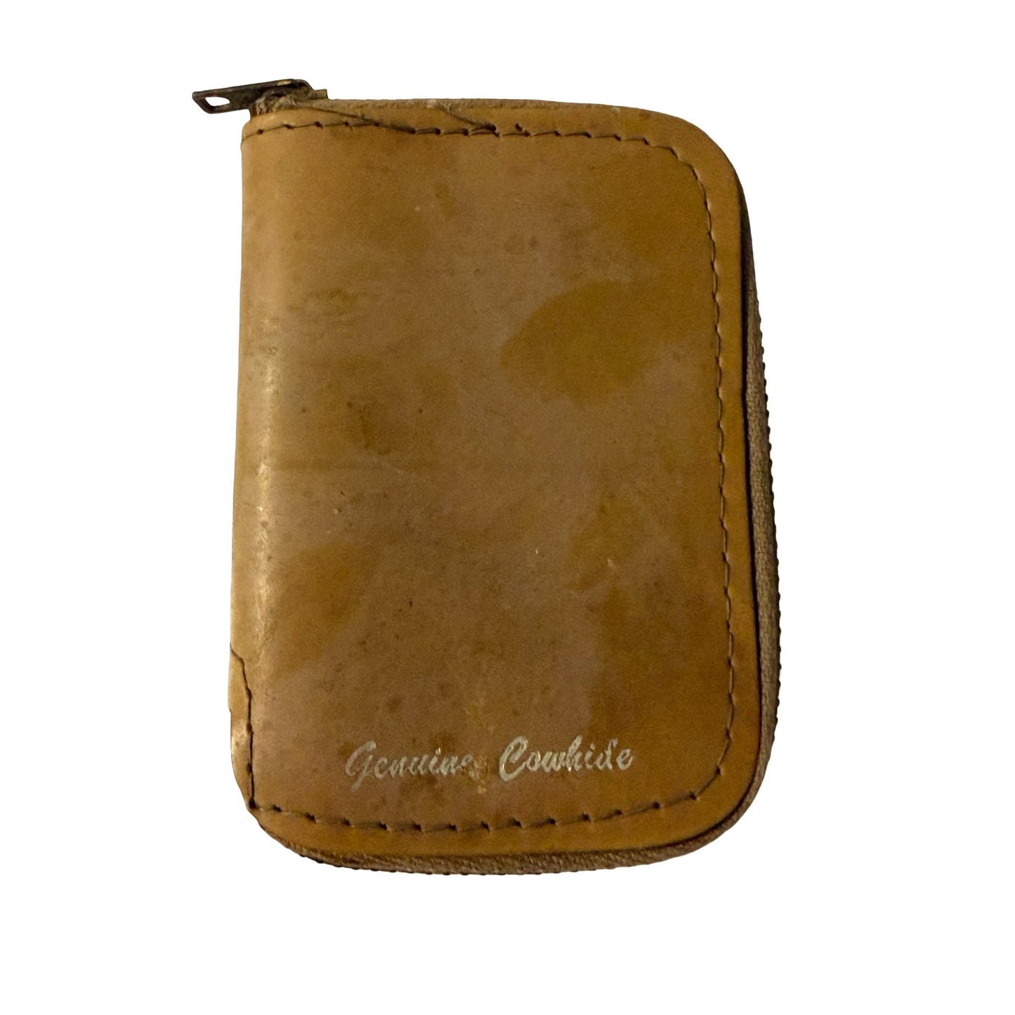 Vintage Genuine Cowhide Leather 6 Hook Key Case Wallet USA Zipper Organizer Brown