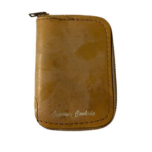 Vintage Genuine Cowhide Leather 6 Hook Key Case Wallet USA Zipper Organizer Brown