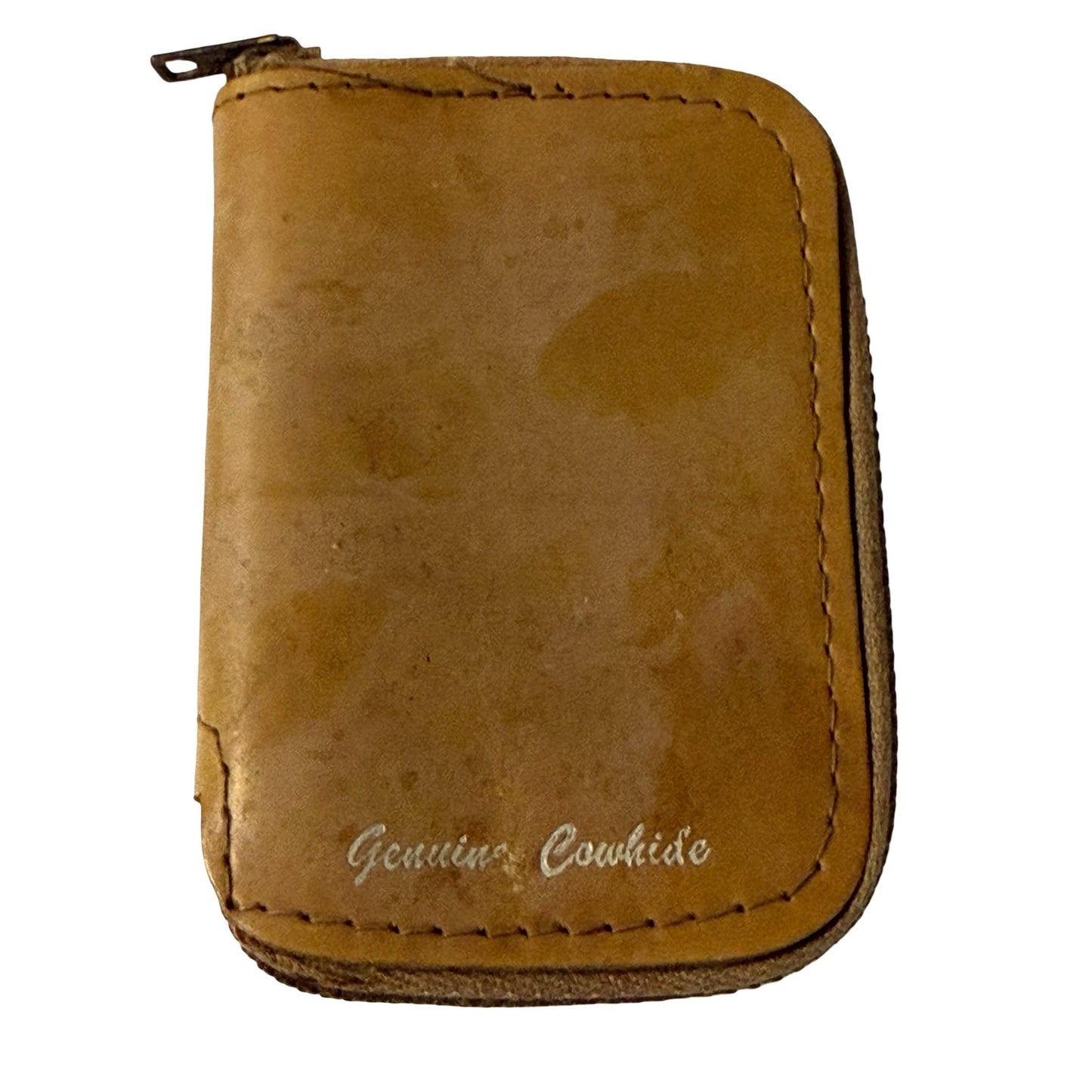 Vintage Genuine Cowhide Leather 6 Hook Key Case Wallet USA Zipper Organizer Brown