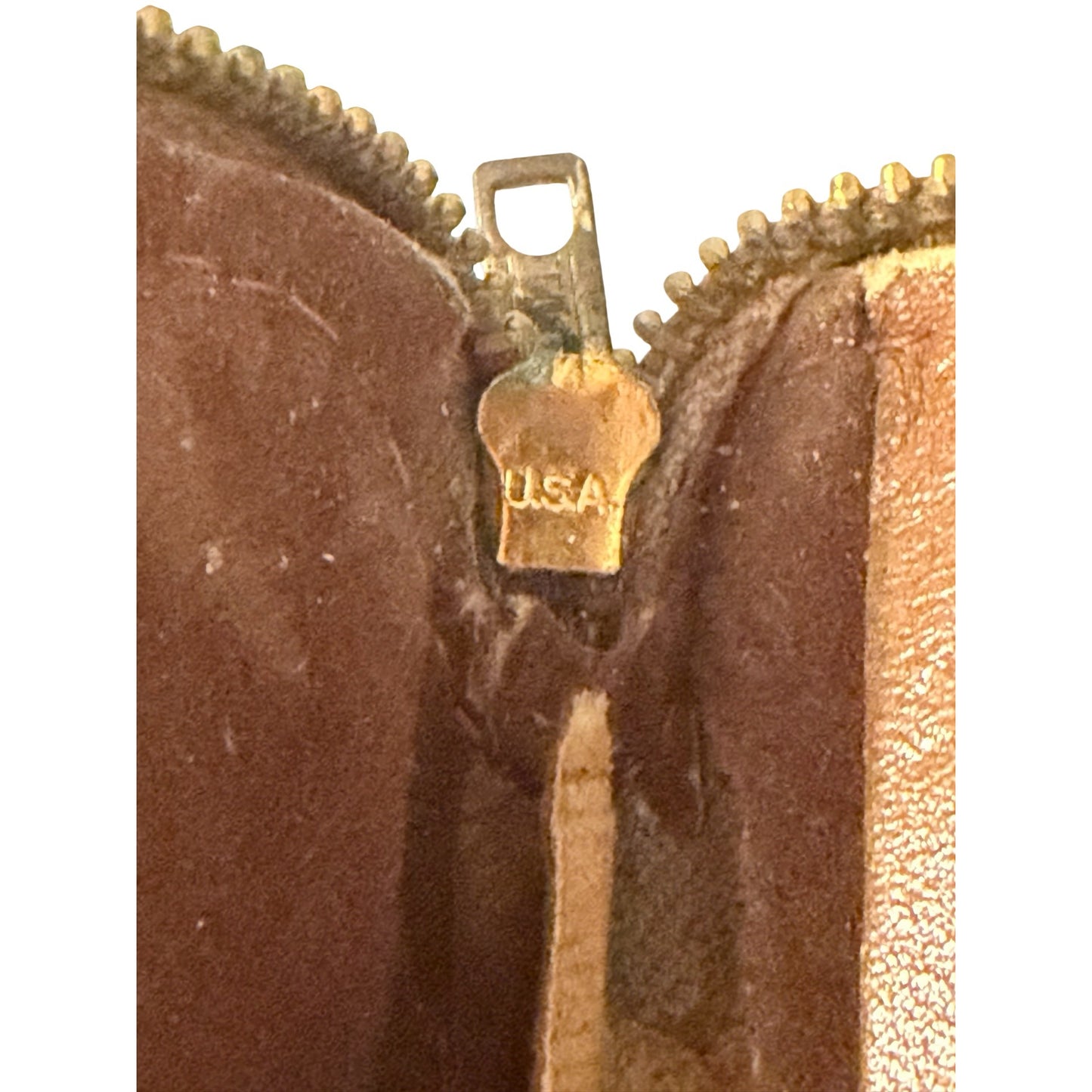 Vintage Genuine Cowhide Leather 6 Hook Key Case Wallet USA Zipper Organizer Brown
