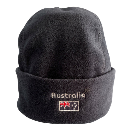 Vtg Purely Australian Clothing Co. Fleece Beanie – Australia Flag Embroidery – Navy– Made in Australia – 11”
