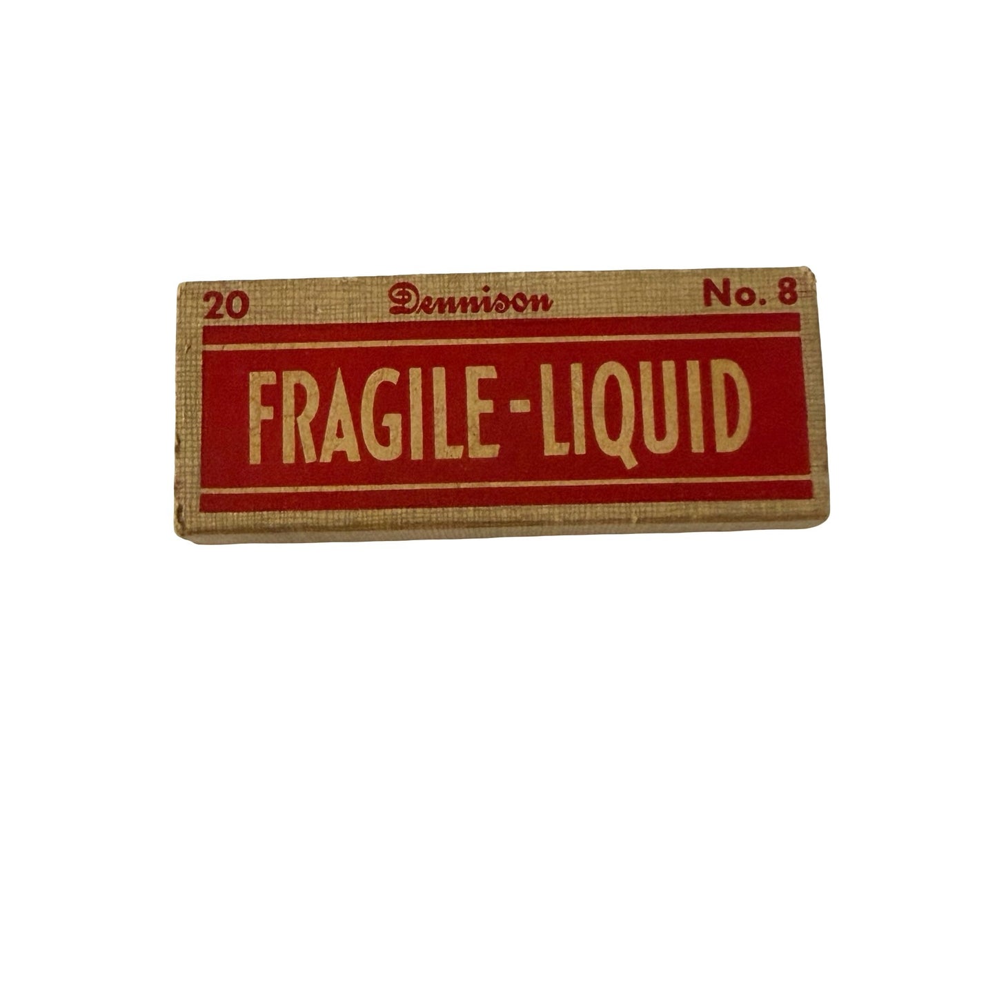 Vintage Dennison No. 8 Fragile Liquid Shipping Labels Original Box with 7 Unused Labels