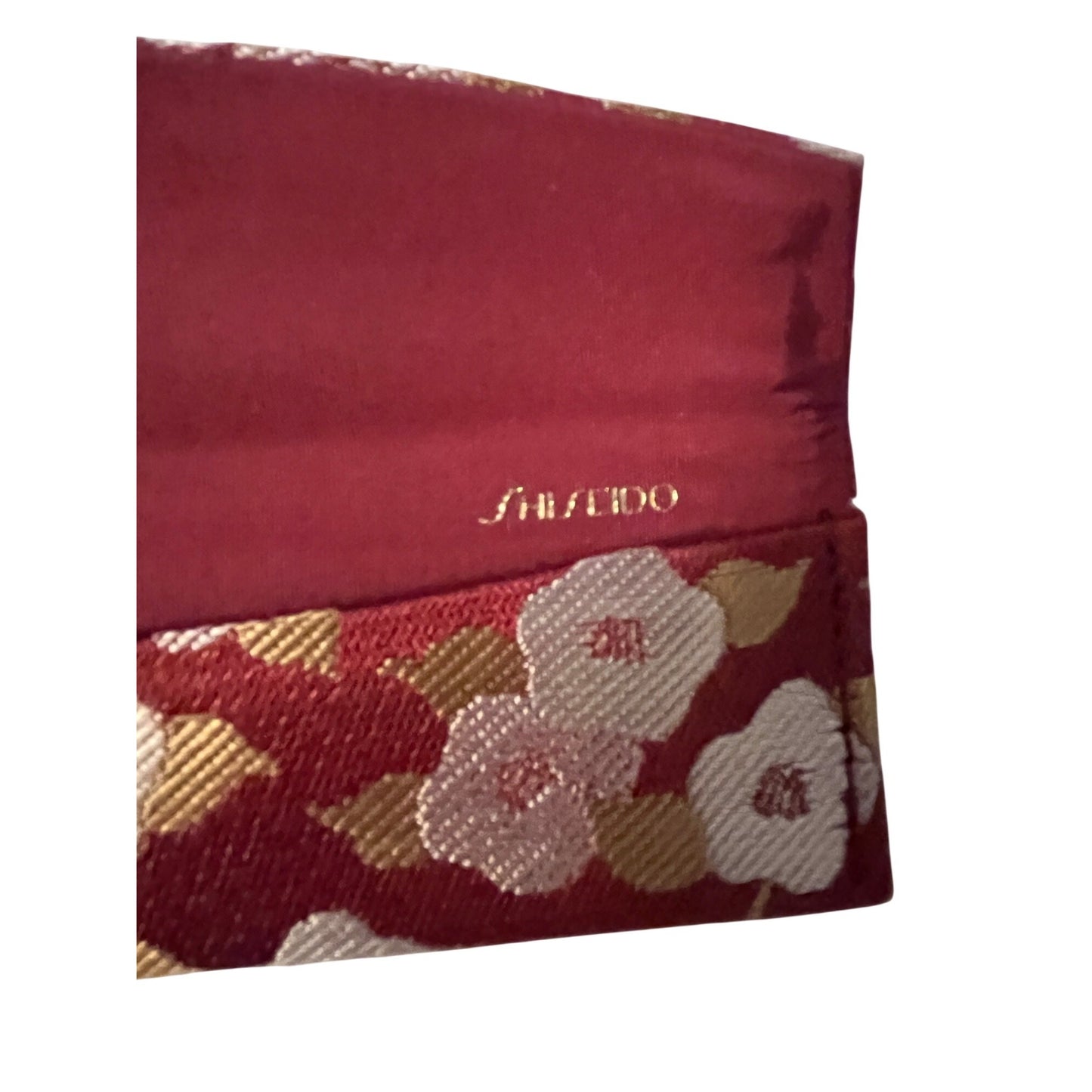 Vintage Shiseido Comb Set Floral Case Red Celluloid Metal Accent Hair Comb Japan