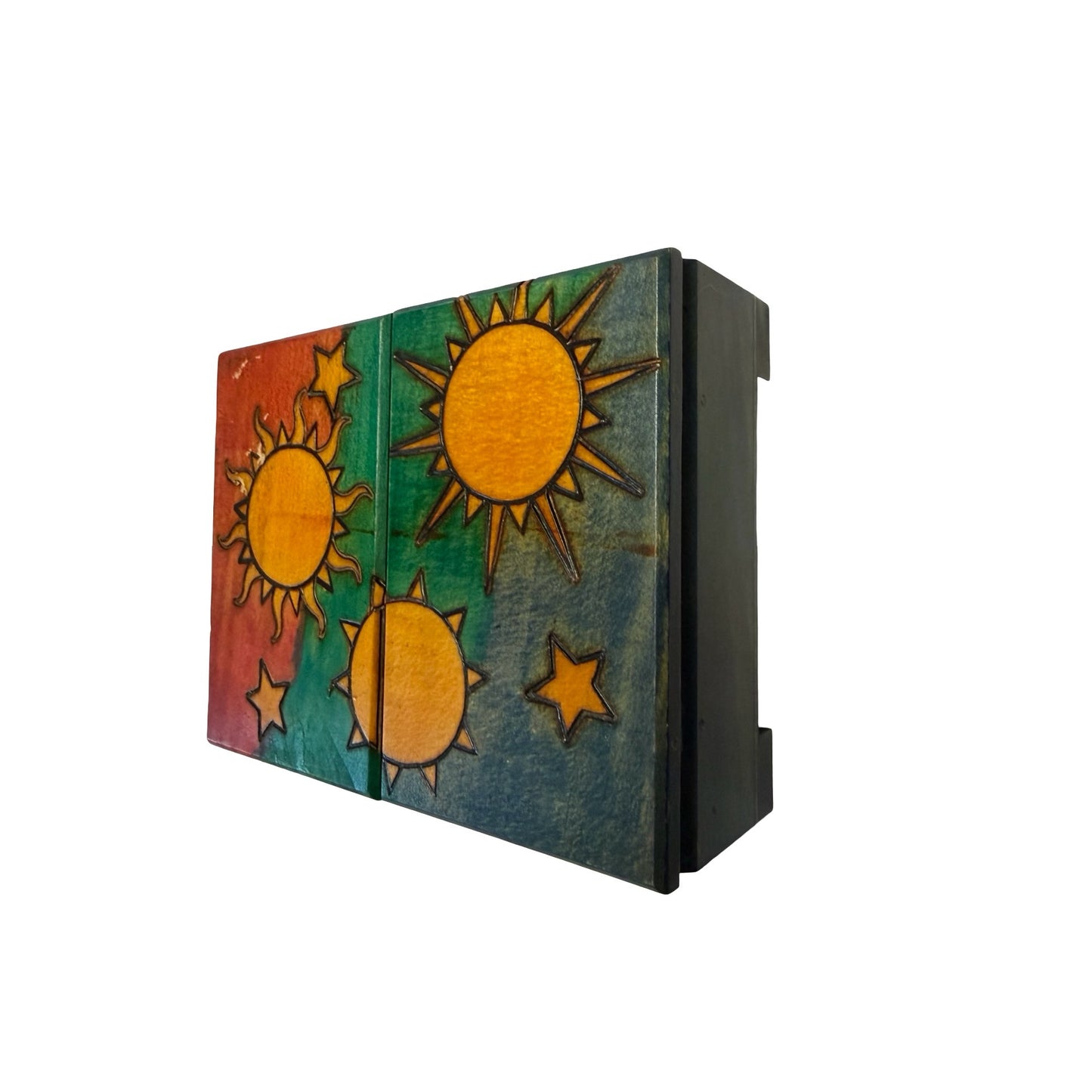 Vintage Enchanted World Of Boxes Sun Moon Celestial Wooden Trinket Box 6x4