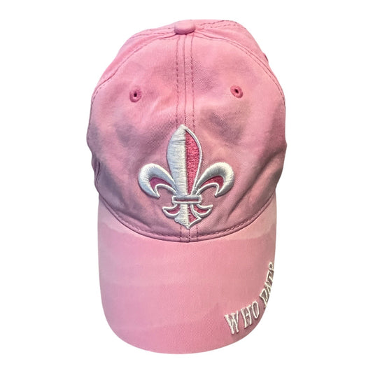 Y2K Who Dat Fleur-de-Lis Washed Pink Baseball Cap New Orleans Style