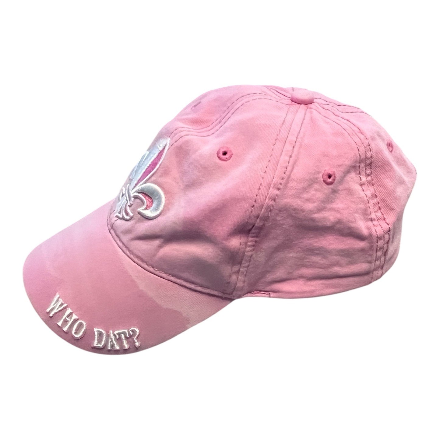 Y2K Who Dat Fleur-de-Lis Washed Pink Baseball Cap New Orleans Style