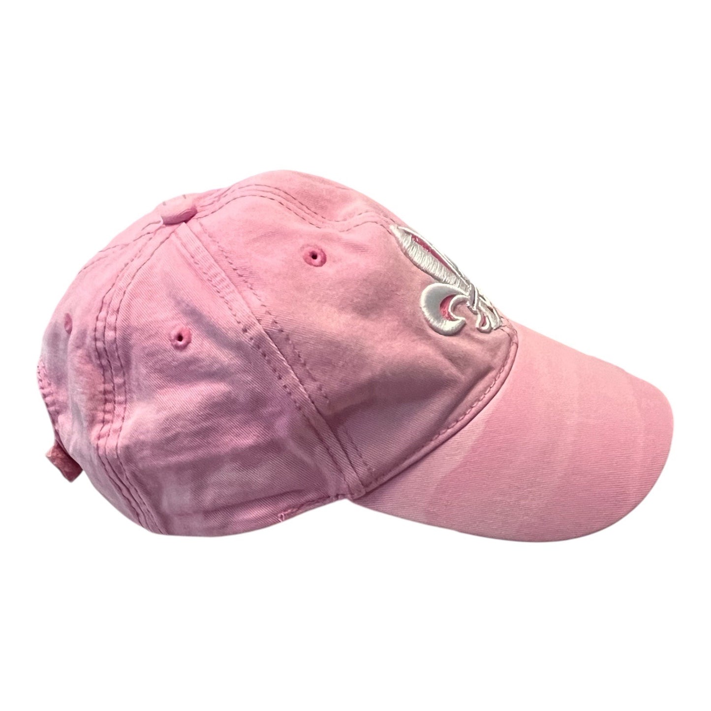 Y2K Who Dat Fleur-de-Lis Washed Pink Baseball Cap New Orleans Style